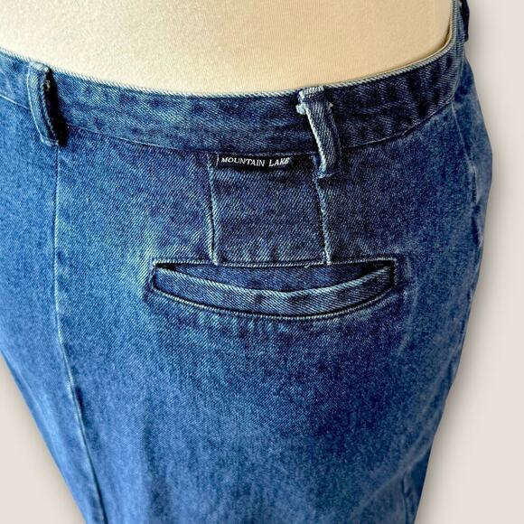 Mountain Lake Vintage 80s Denim Straight Pencil Blue Jean Maxi Skirt Size XL/16 - Picture 10 of 13
